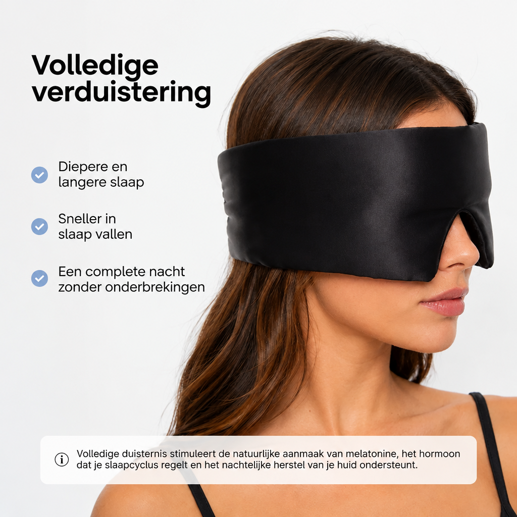 Volledige verduistering met het middernachtzwarte zijden slaapmasker