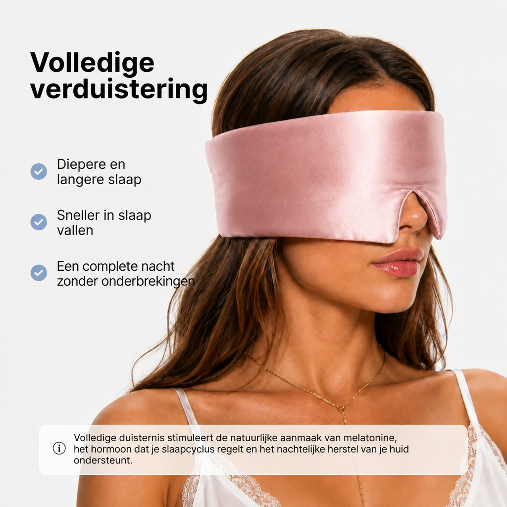 Volledige verduistering met het poederroze zijden slaapmasker