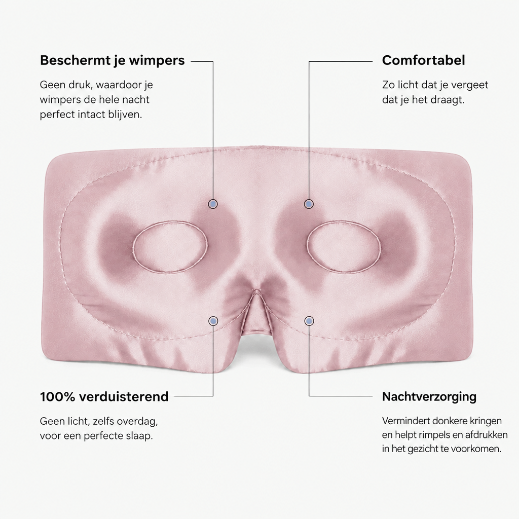 De 3D-vorm beschermt je wimpers, binnenkant van het poederroze masker
