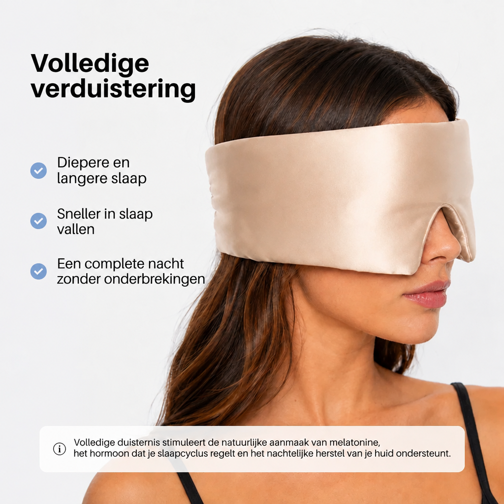 Volledige verduistering met het zandbeige zijden slaapmasker